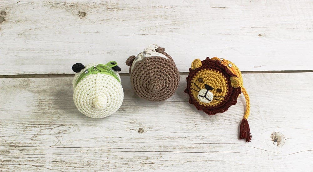 Crochet animal pouch with a tail added