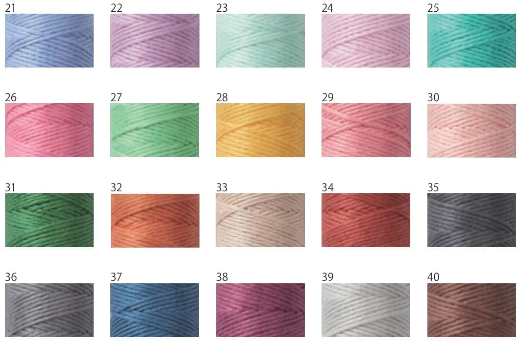 Hidamari sashiko thread color chart solid colors 21 through 40