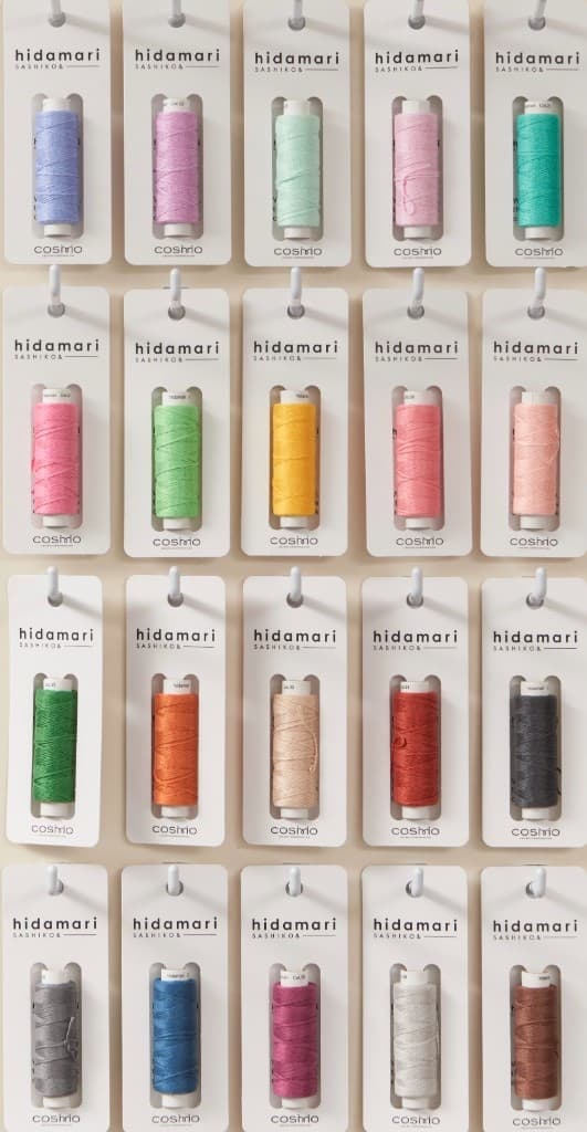 Retail display of hidamari solid colors 21–40