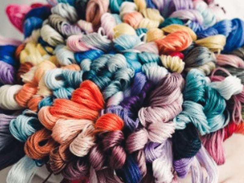 Multicolored bouquet of COSMO embroidery floss skeins