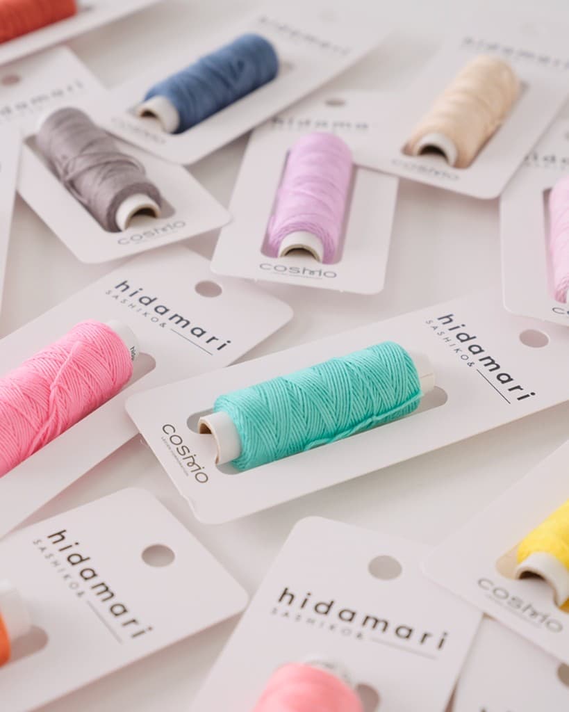 COSMO hidamari sashiko thread packs in multiple colors